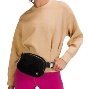 Lululemon Everywhere Belt Bag Black Fleece Sherpa with Silver Hardware 1L